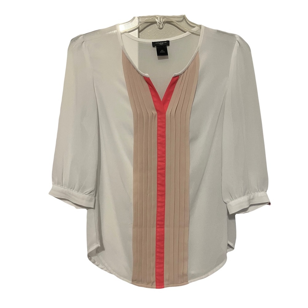 White Anny Taylor Petite Semi-Sheer Blouse Women's XS